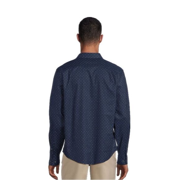 Men's Long Sleeve Poplin Button-Up Polka Dot Dress Casual Shirt 2-Pack Size S - Picture 4 of 12